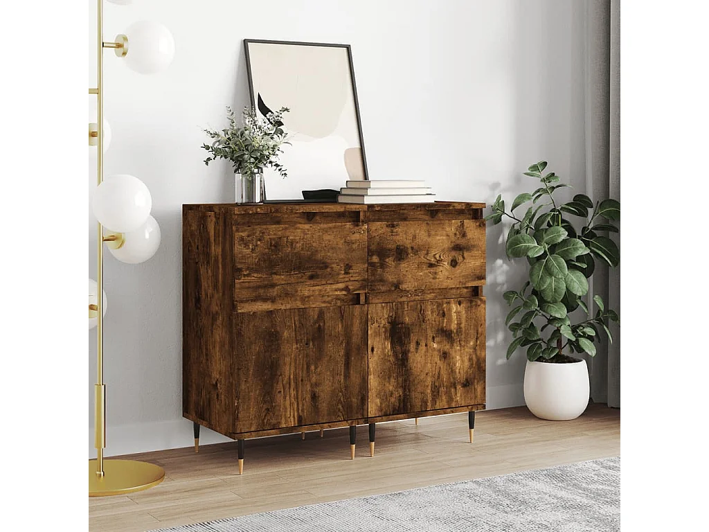 Buffets 2 pcs chêne fumé 40x35x70 bois d'ingénierie