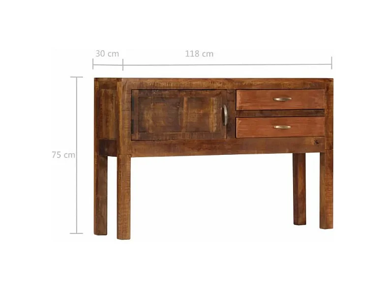 Buffet 1 porte 2 tiroirs manguier massif foncé Colibri