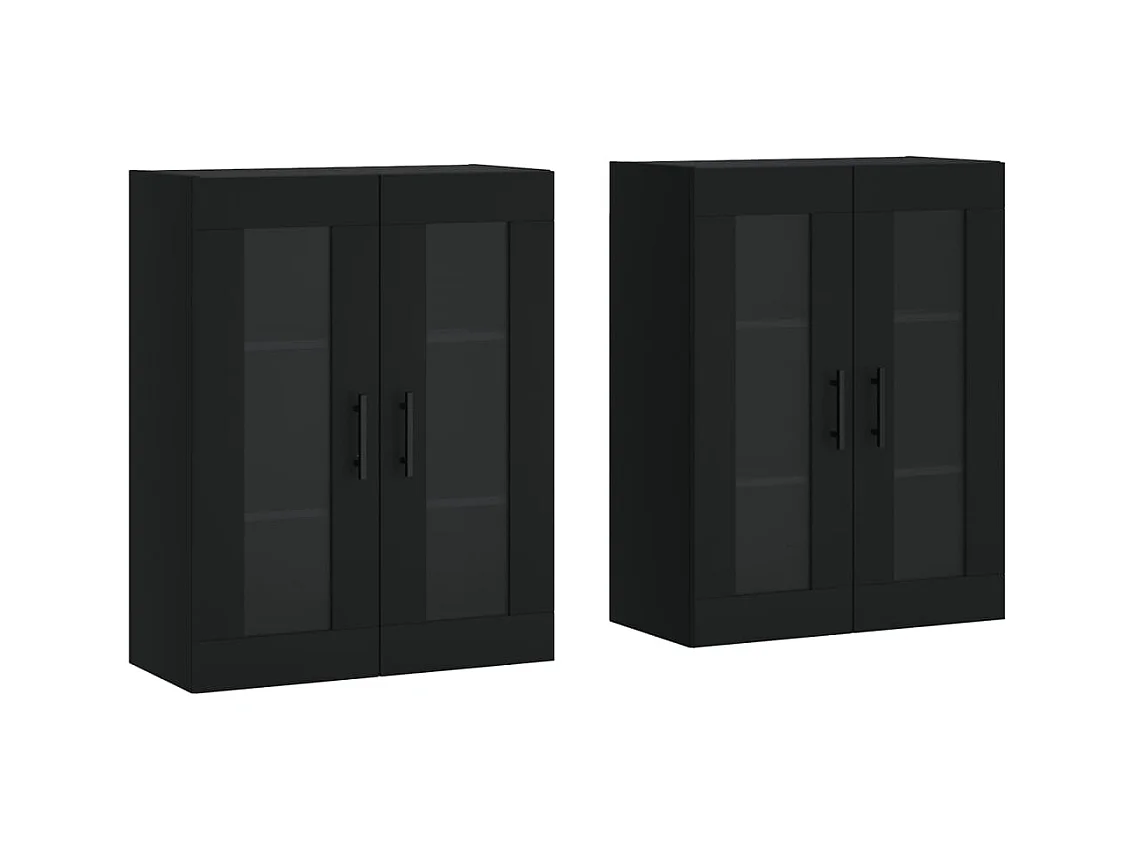 Armoires murales 2 pcs noir bois d'ingénierie