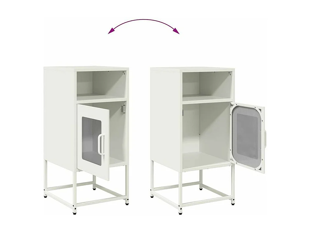 Table de chevet blanc 36x39x78 acier laminé à froid