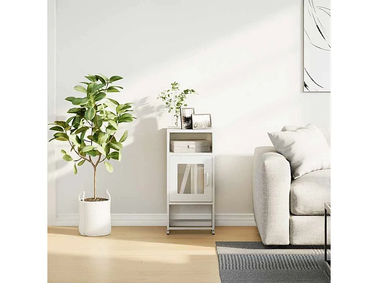 Table de chevet blanc 36x39x78 acier laminé à froid