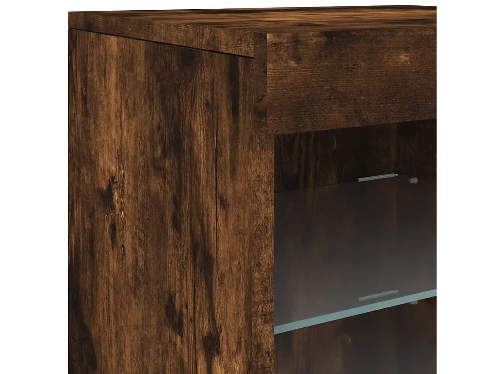 Buffet avec lumières LED chêne fumé 41x37x67