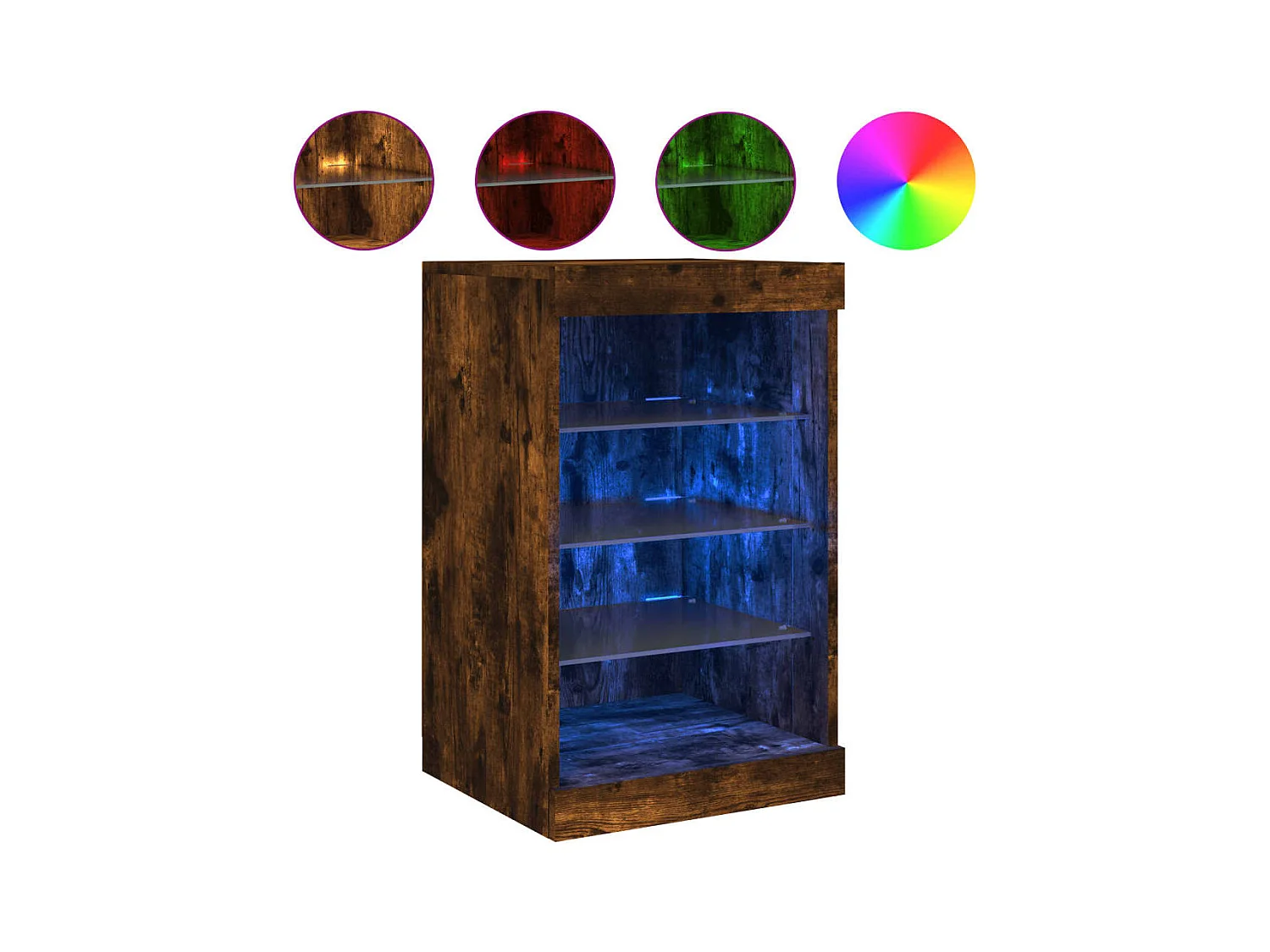 Buffet avec lumières LED chêne fumé 41x37x67