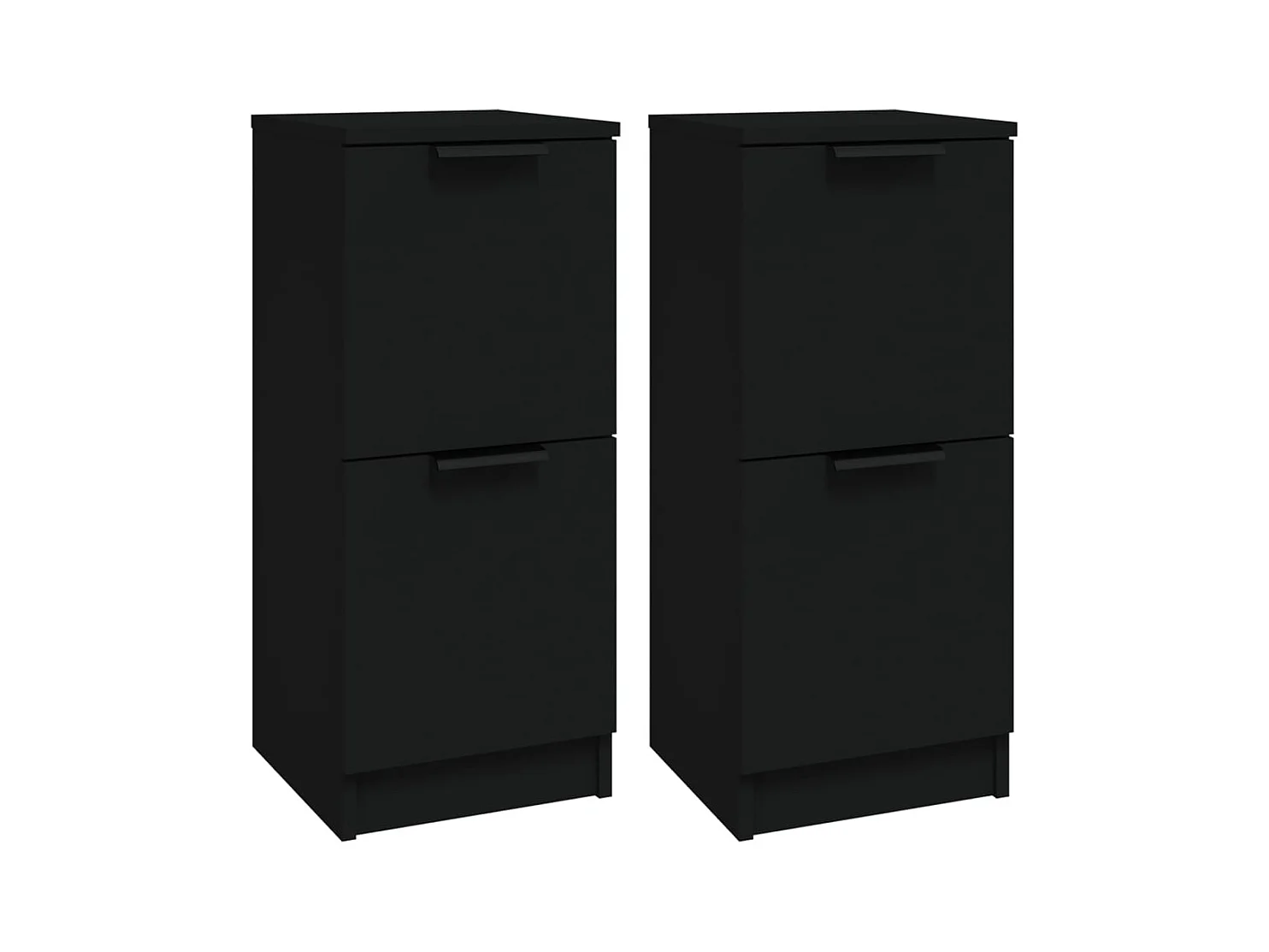 Buffets 2 pcs noir 30x30x70 bois d'ingénierie