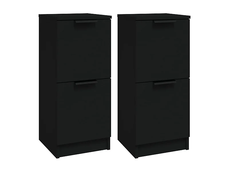Buffets 2 pcs noir 30x30x70 bois d'ingénierie