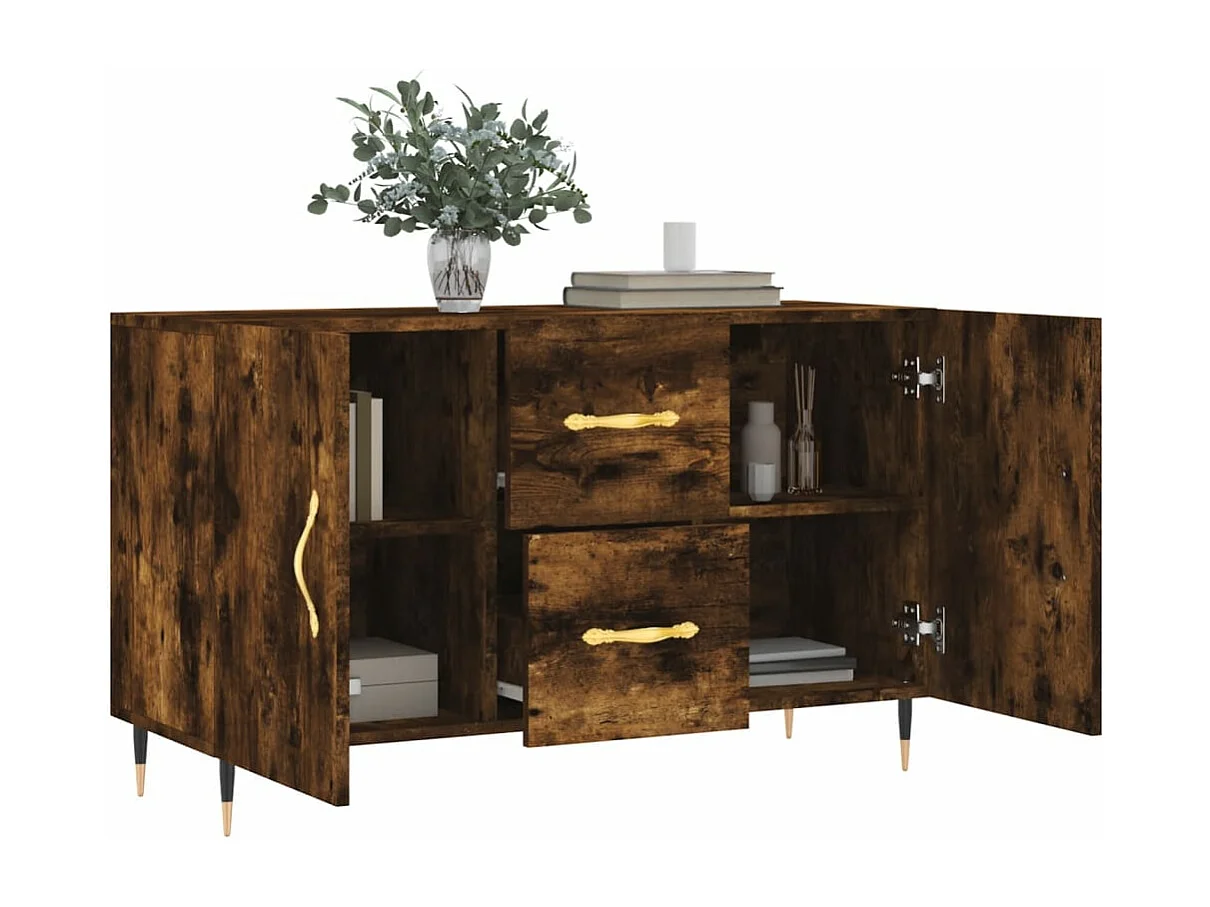Buffet chêne fumé 100x36x60 bois d'ingénierie