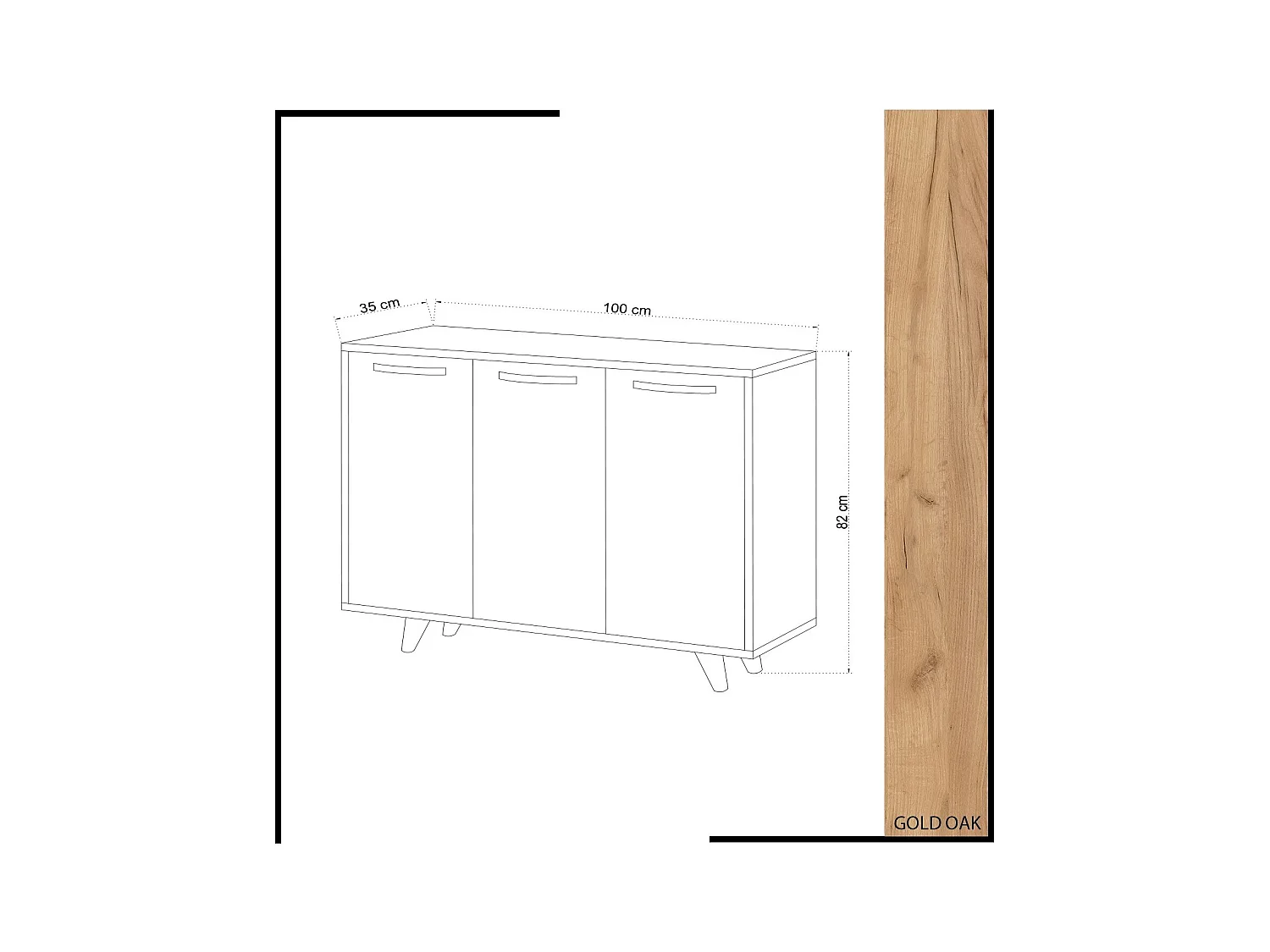 Petit buffet moderne blanc et chêne clair 3 portes Fabio 100cm