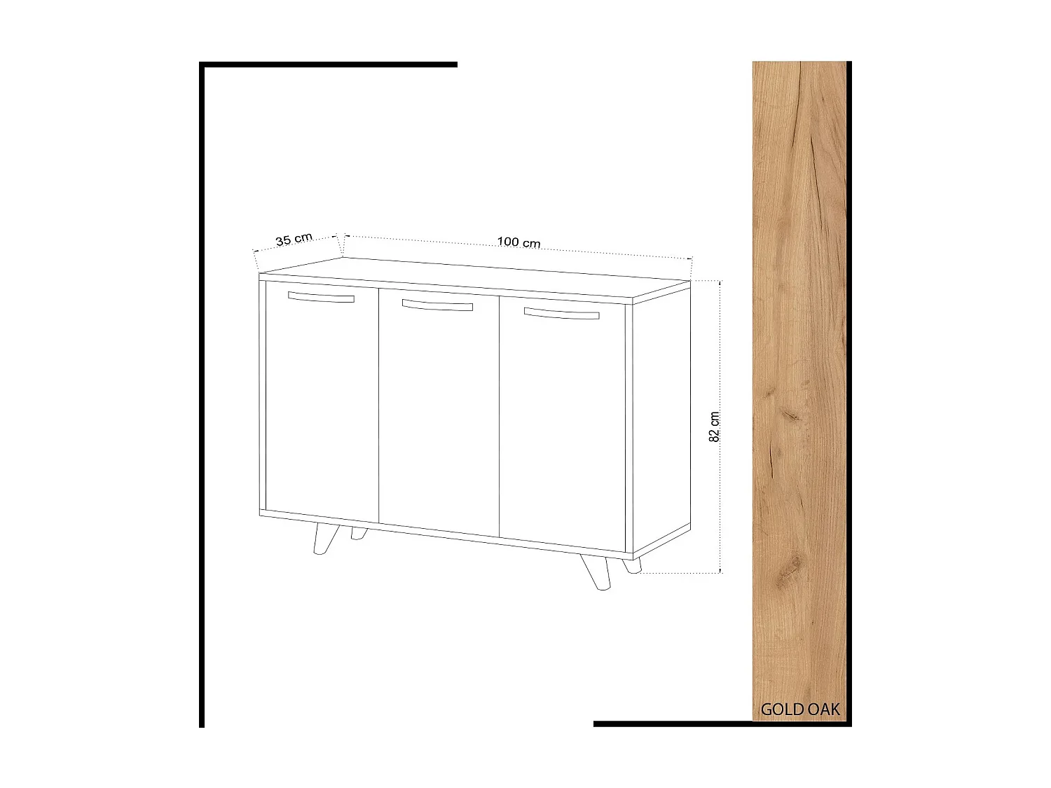 Petit buffet moderne blanc et chêne clair 3 portes Fabio 100cm