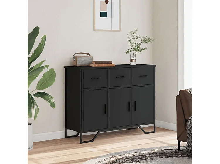 Buffet noir 97x32,5x74,5 bois d’ingénierie