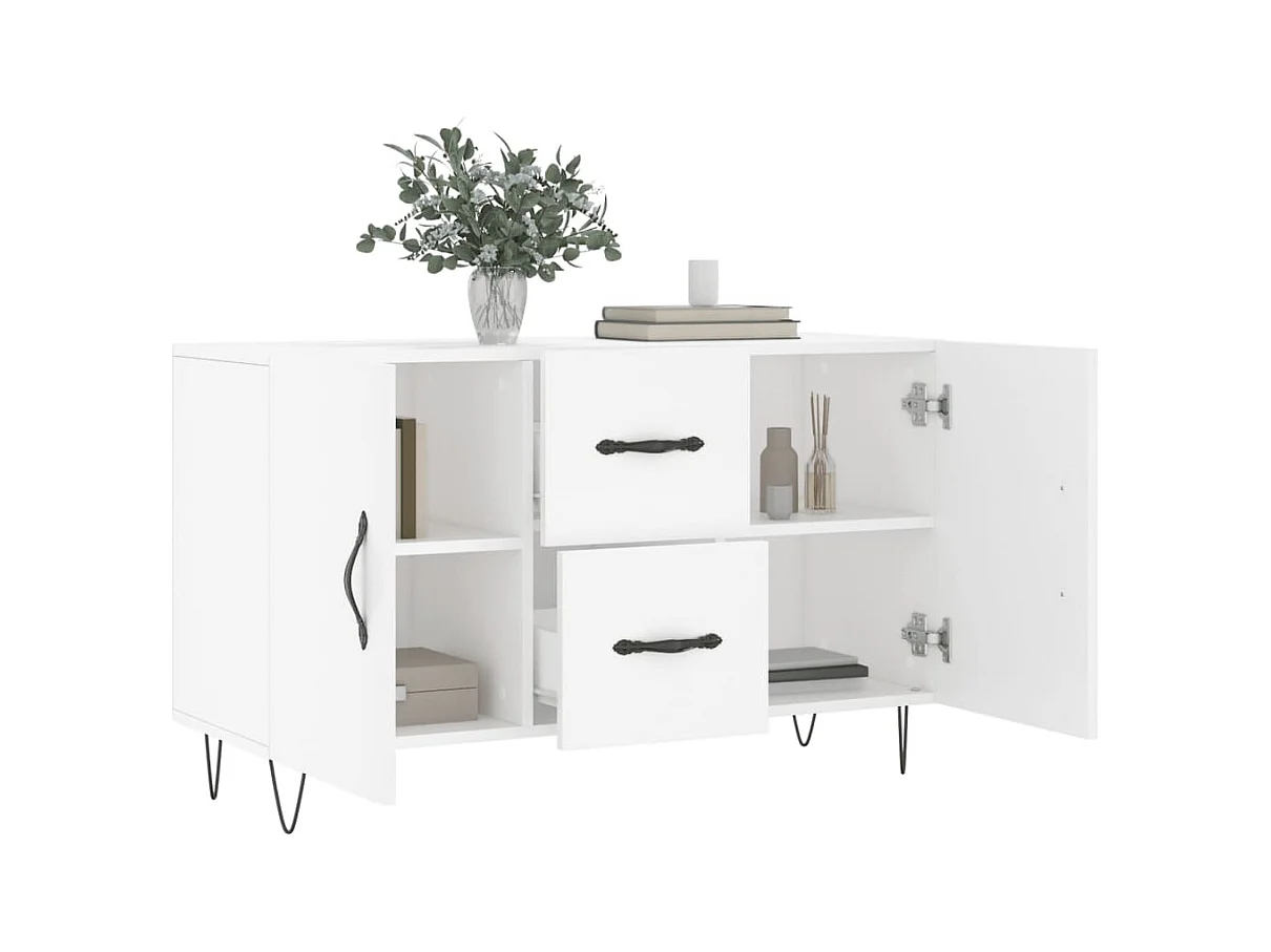 Buffet blanc 100x36x60 bois d'ingénierie