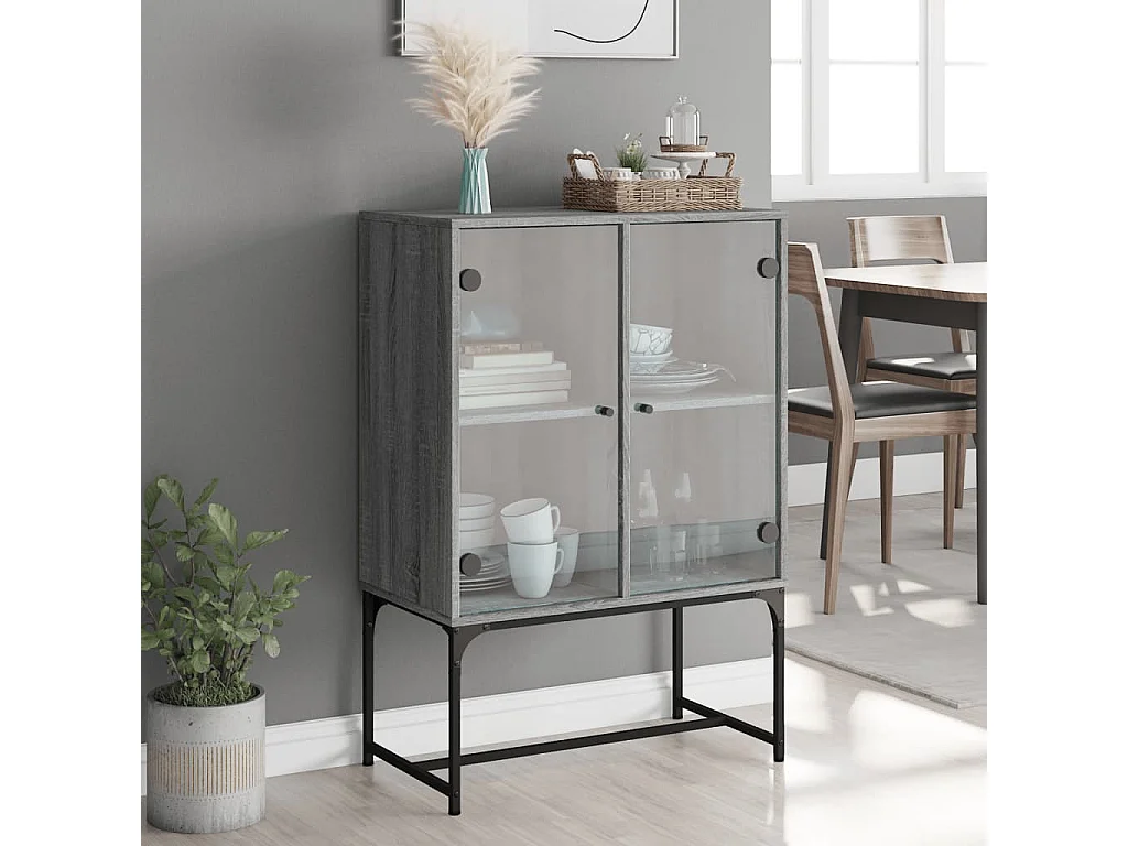 Armoire latérale avec portes en verre sonoma gris 69x37x100