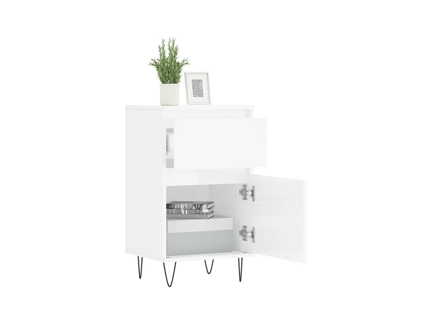 Buffets 2 pcs blanc brillant 40x35x70 bois d'ingénierie