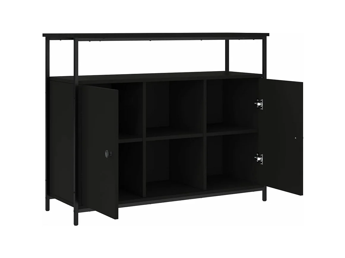 Buffet noir 100x35x80 bois d'ingénierie