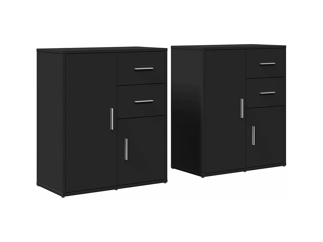 Buffets 2 pcs noir 60x31x70 bois d'ingénierie