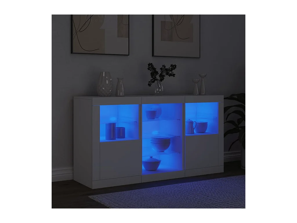 Buffet avec lumières LED blanc 123x37x67