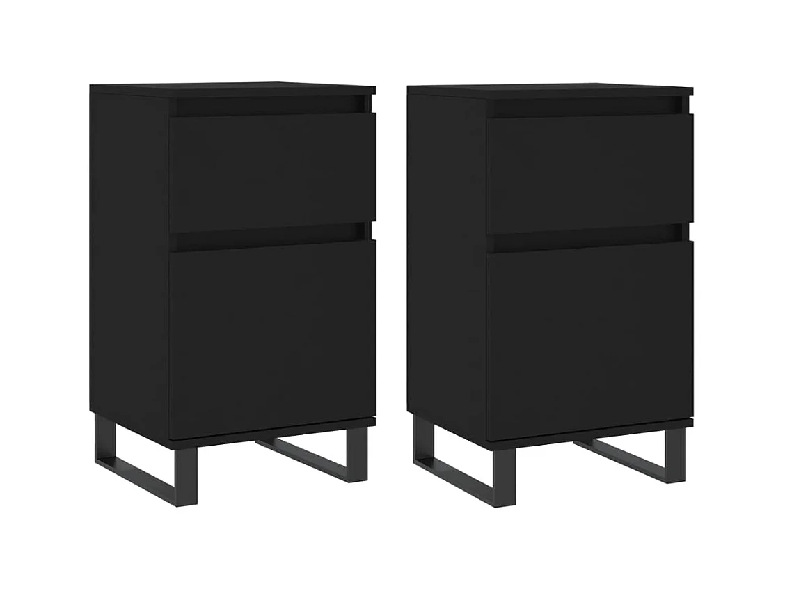 Buffets 2 pcs noir 40x35x70 bois d’ingénierie