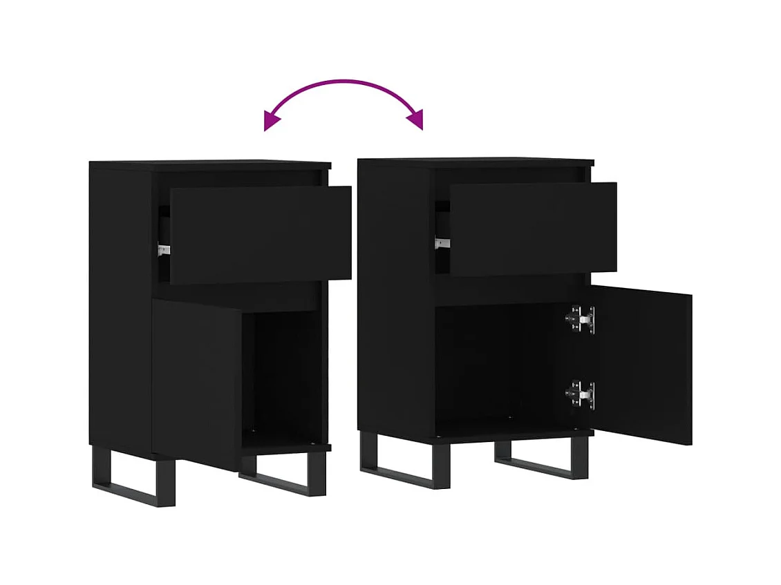 Buffets 2 pcs noir 40x35x70 bois d’ingénierie