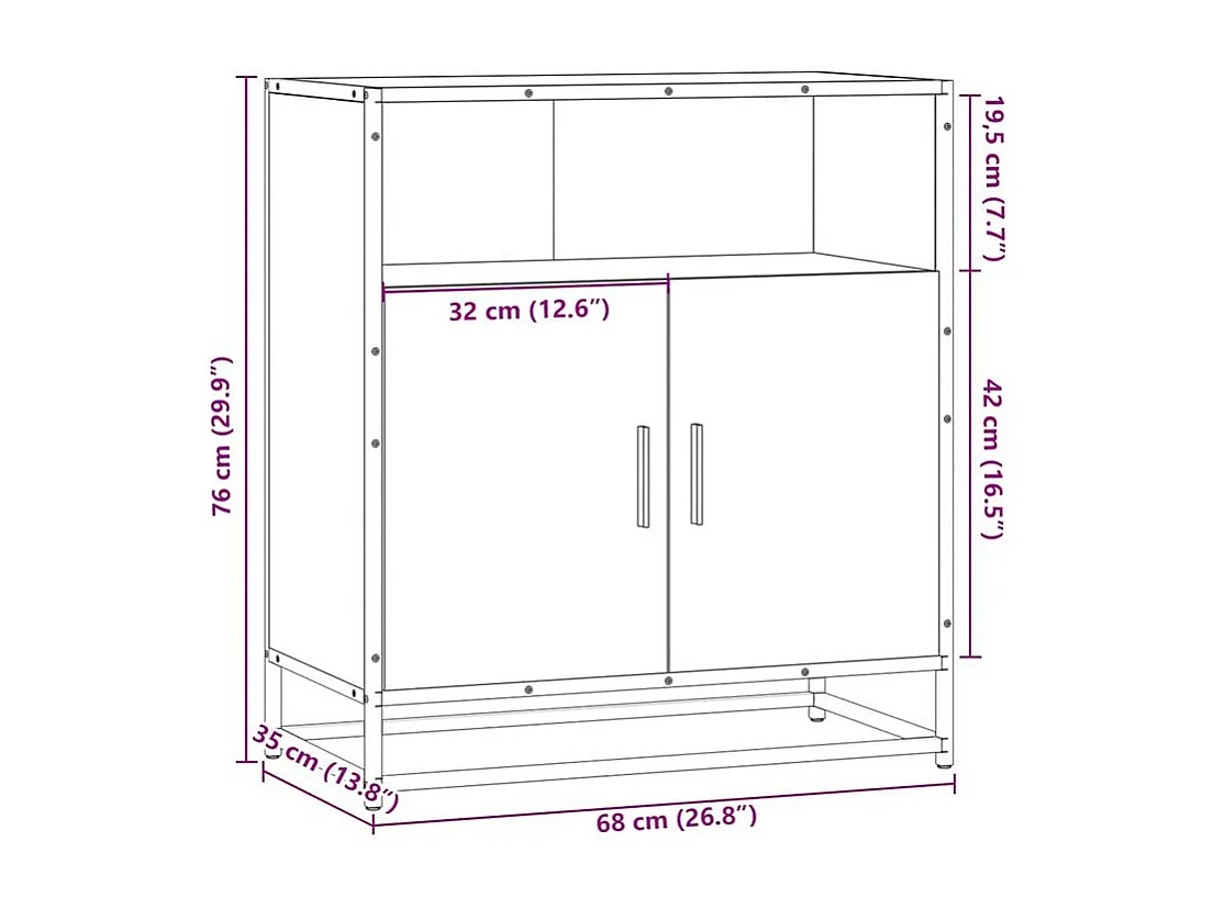 Buffet chêne fumé 68x35x76 bois d'ingénierie