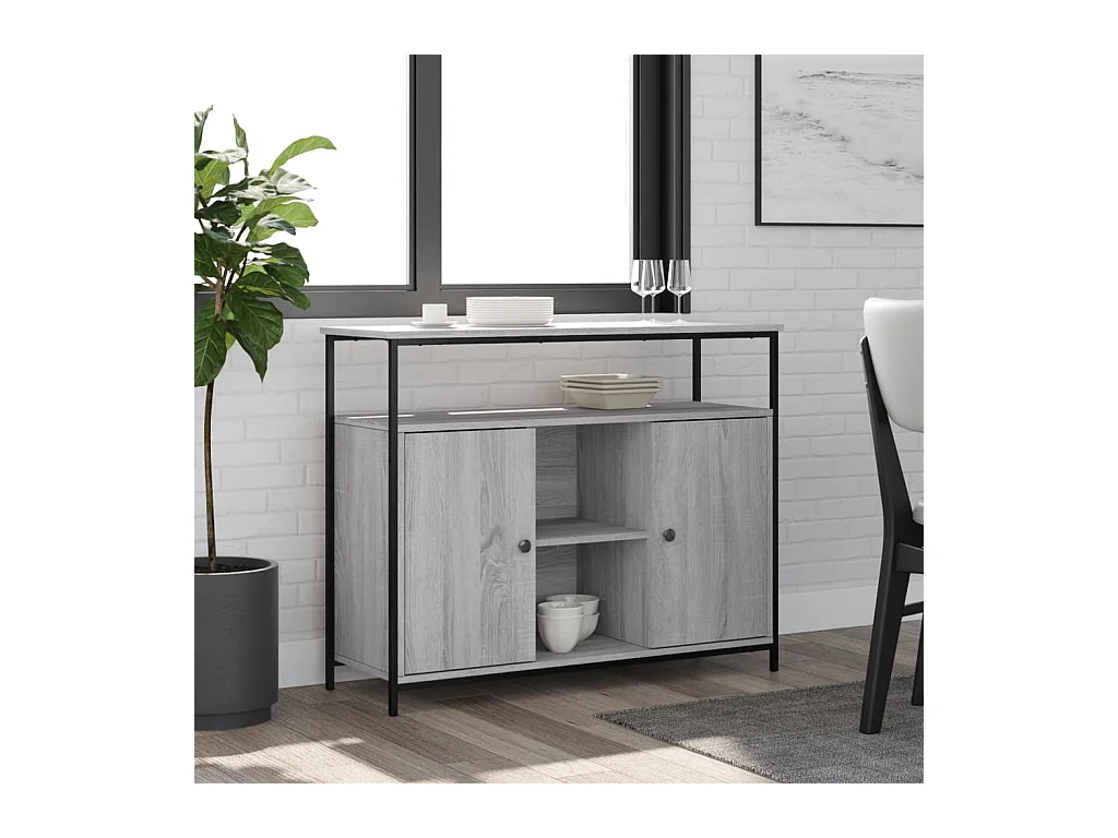 Buffet sonoma gris 100x35x80 bois d'ingénierie
