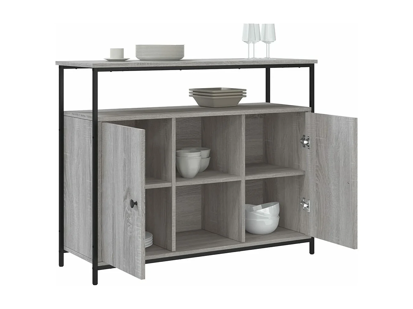 Buffet sonoma gris 100x35x80 bois d'ingénierie