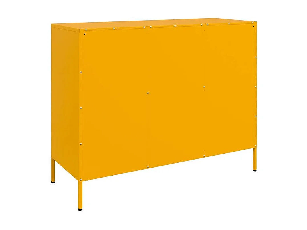 Meuble de rangement 3 portes 3 niches en acier Klavin 100cm - Style Industriel-Couleur Jaune curry