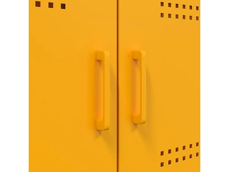 Meuble de rangement 3 portes 3 niches en acier Klavin 100cm - Style Industriel-Couleur Jaune curry