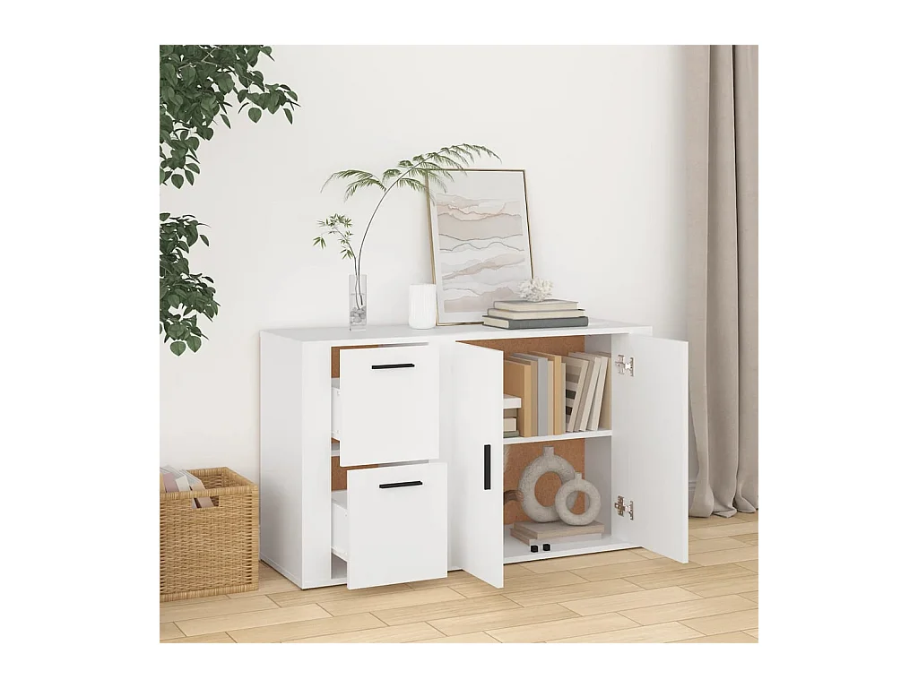 Buffet Blanc 100x33x59,5 Bois d'ingénierie