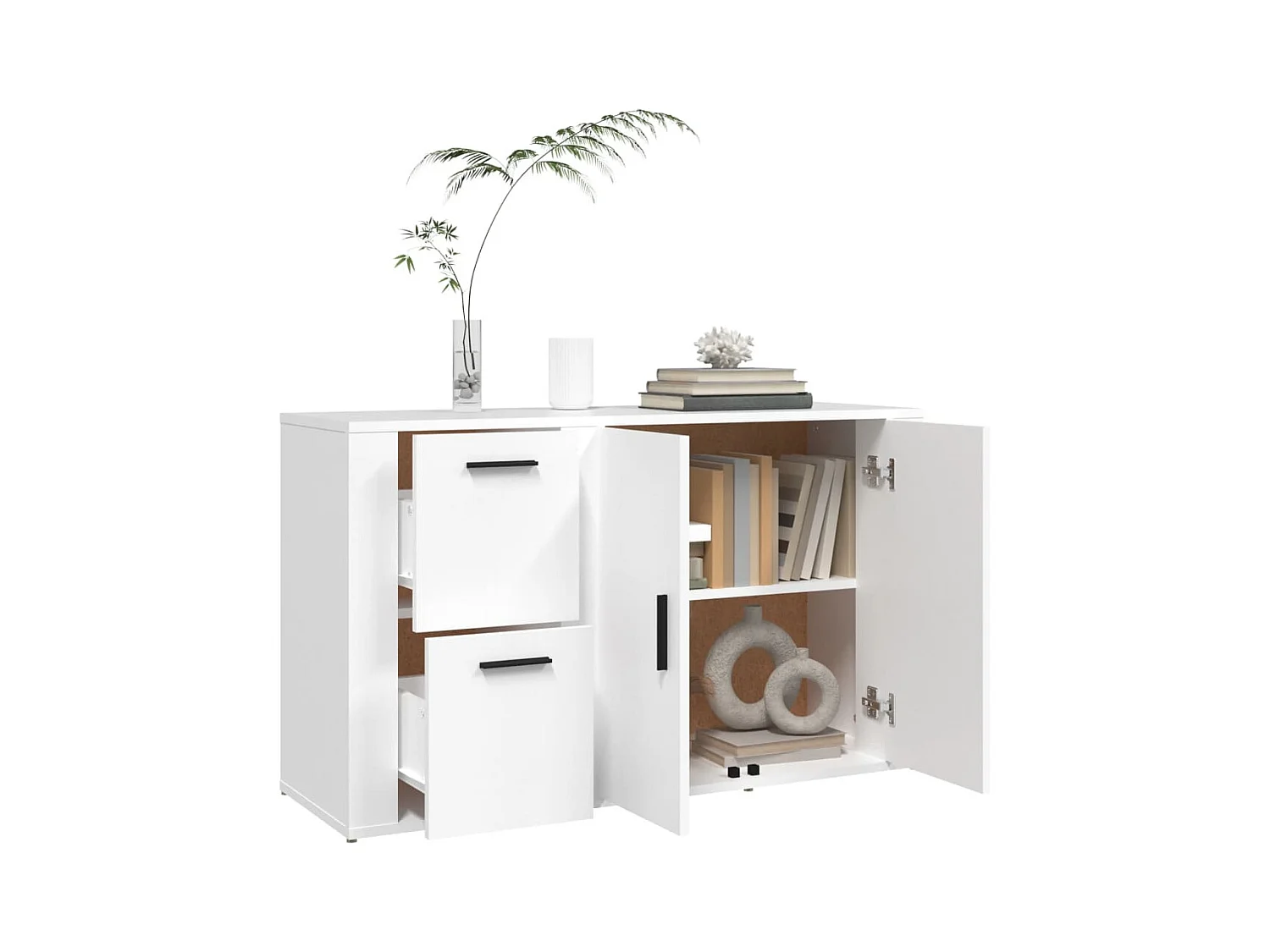 Buffet Blanc 100x33x59,5 Bois d'ingénierie