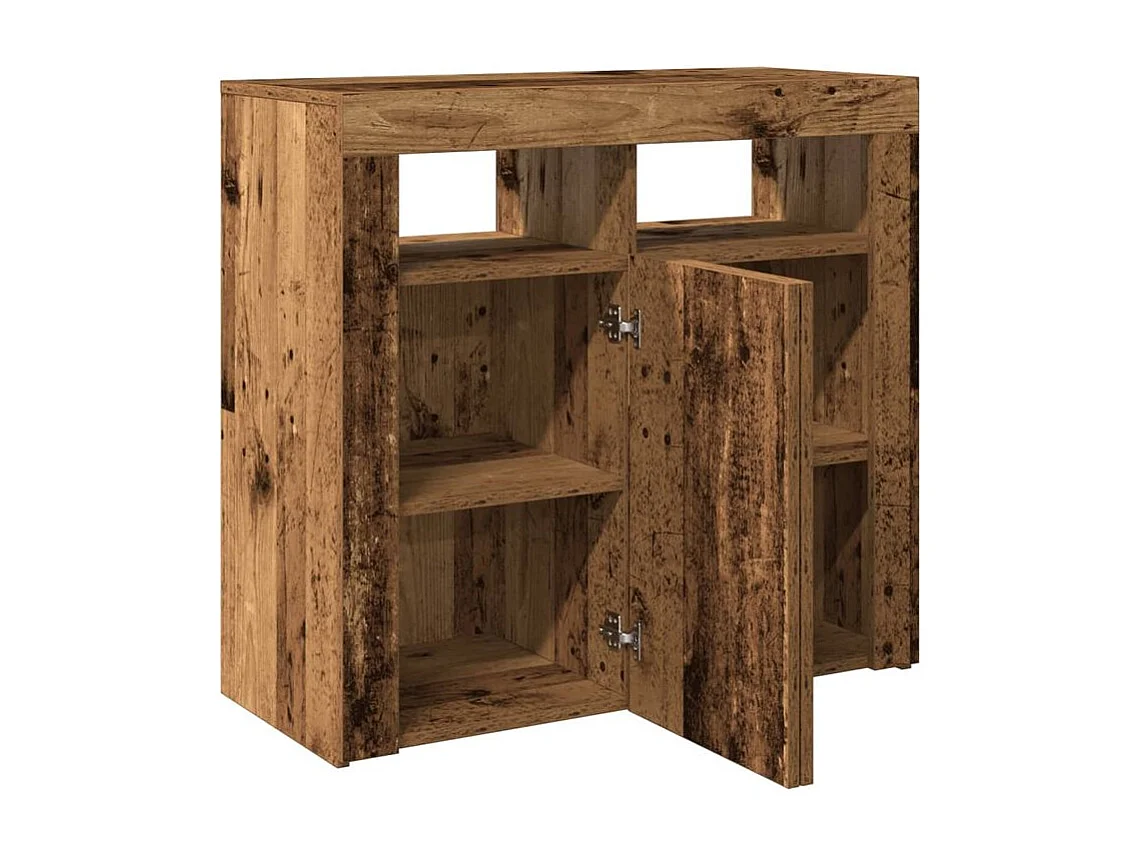 Buffet et lumières LED vieux bois 80x35x75 bois d'ingénierie