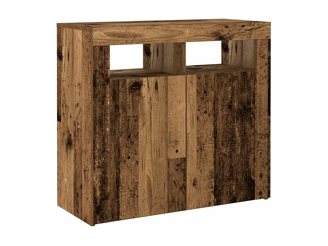 Buffet et lumières LED vieux bois 80x35x75 bois d'ingénierie
