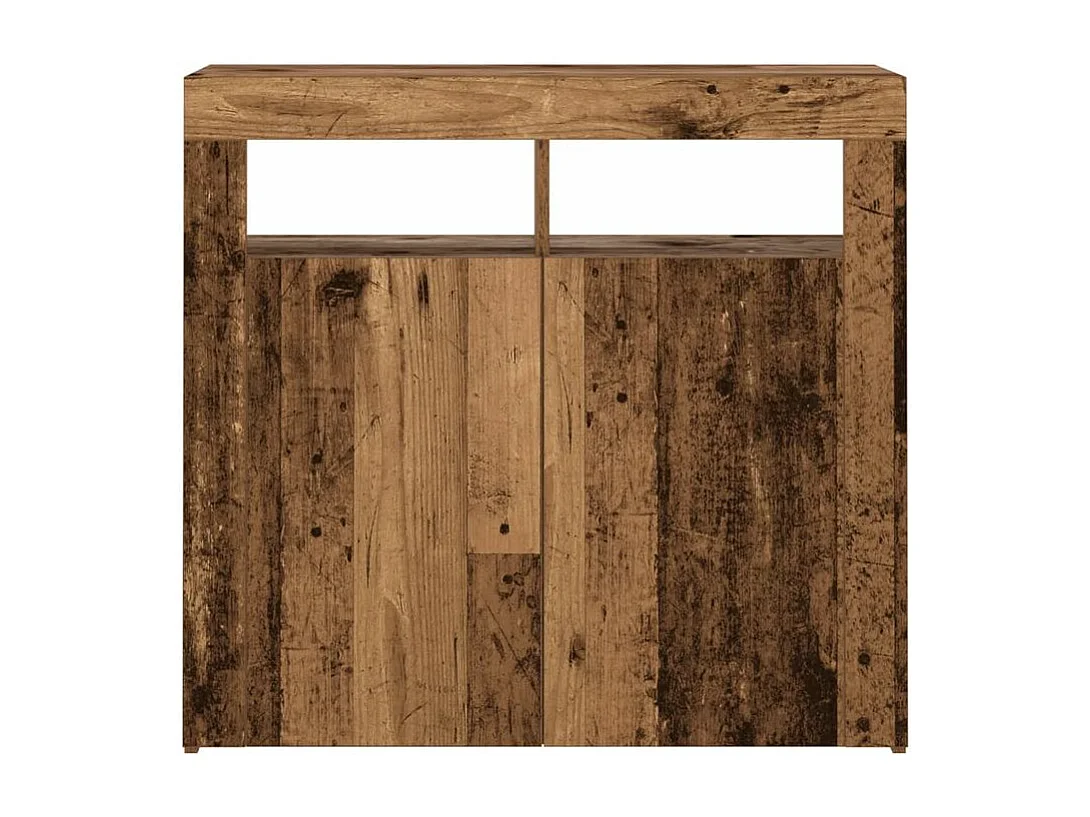Buffet et lumières LED vieux bois 80x35x75 bois d'ingénierie
