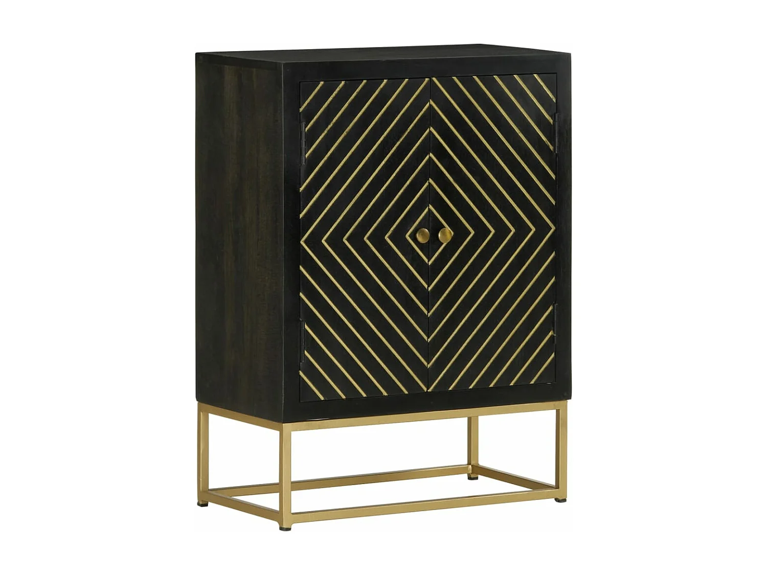 Buffet avec 2 portes noir et doré 55x30x75 manguier