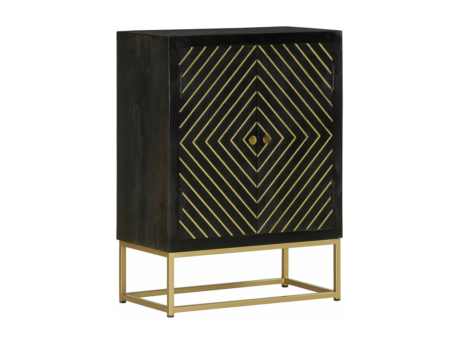 Buffet avec 2 portes noir et doré 55x30x75 manguier