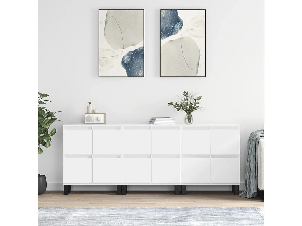 Buffets 3 pcs Blanc Bois d'ingénierie