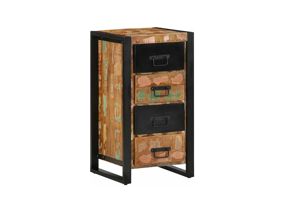 Armoire à tiroir multicolore 40x40x90 bois de récupération