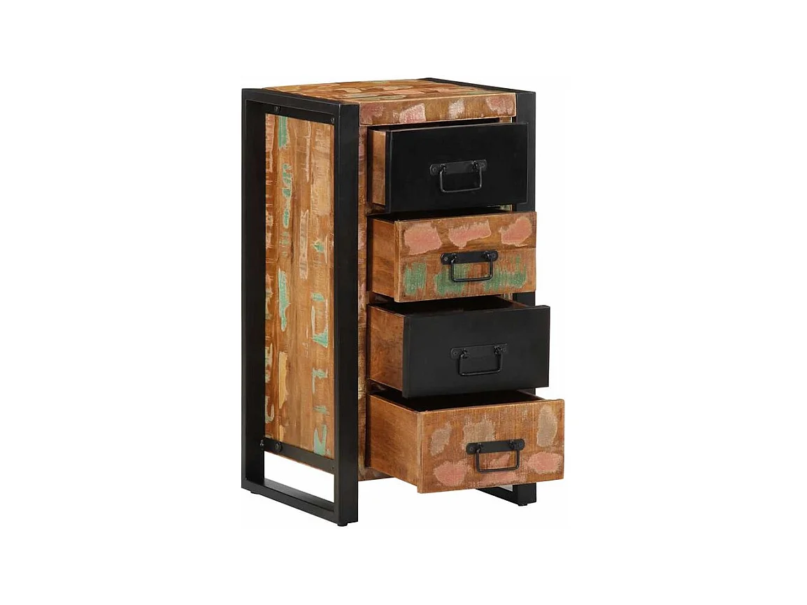 Armoire à tiroir multicolore 40x40x90 bois de récupération