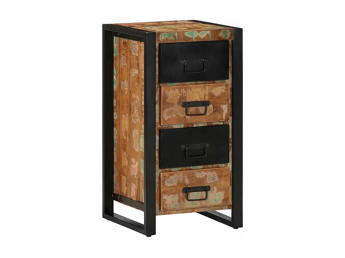Armoire à tiroir multicolore 40x40x90 bois de récupération