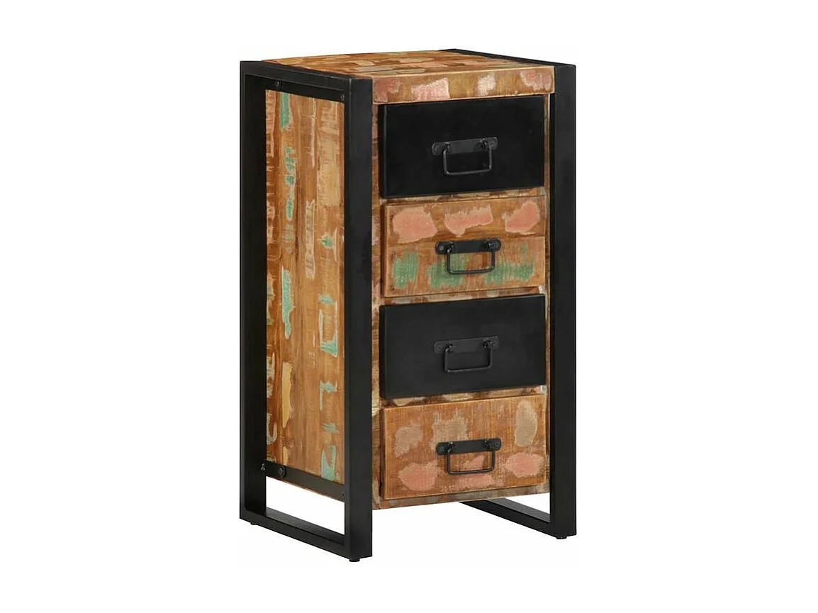 Armoire à tiroir multicolore 40x40x90 bois de récupération