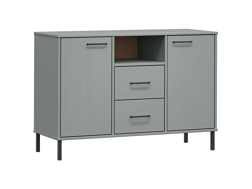 Buffet avec pieds en métal Gris 113x40x77 Bois massif OSLO