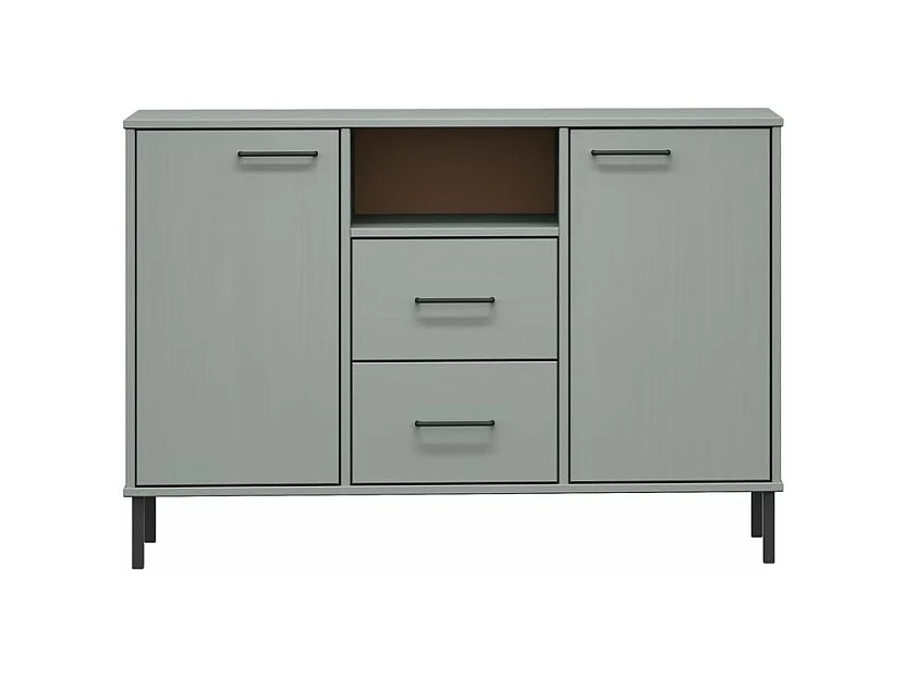 Buffet avec pieds en métal Gris 113x40x77 Bois massif OSLO