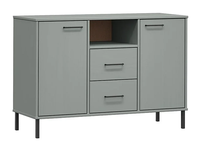 Buffet avec pieds en métal Gris 113x40x77 Bois massif OSLO