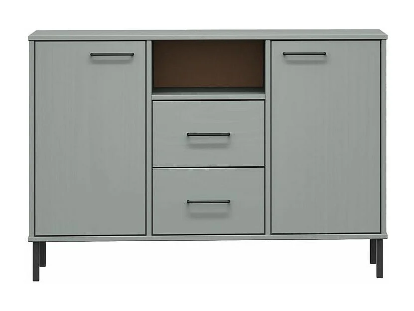 Buffet avec pieds en métal Gris 113x40x77 Bois massif OSLO