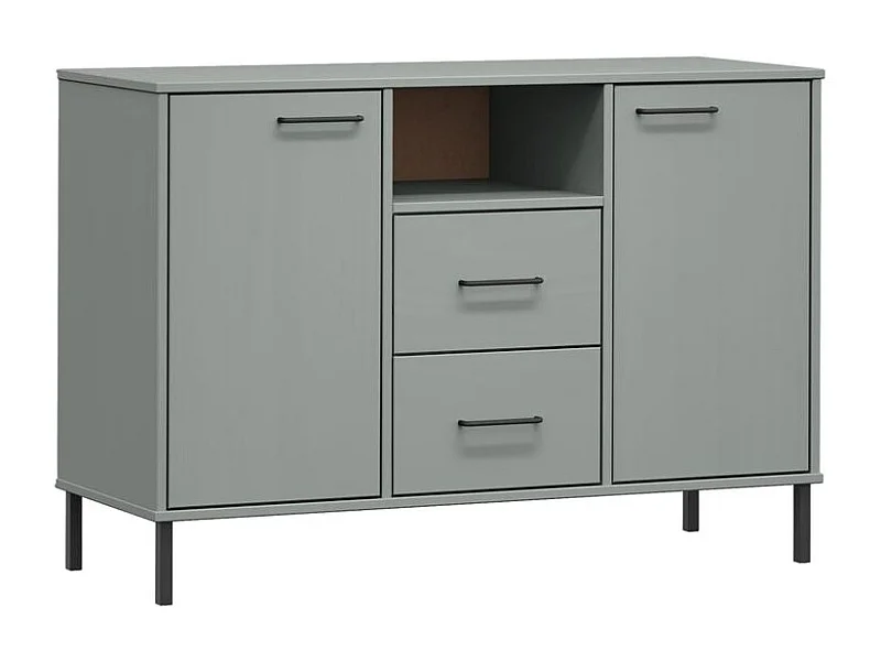 Buffet avec pieds en métal Gris 113x40x77 Bois massif OSLO
