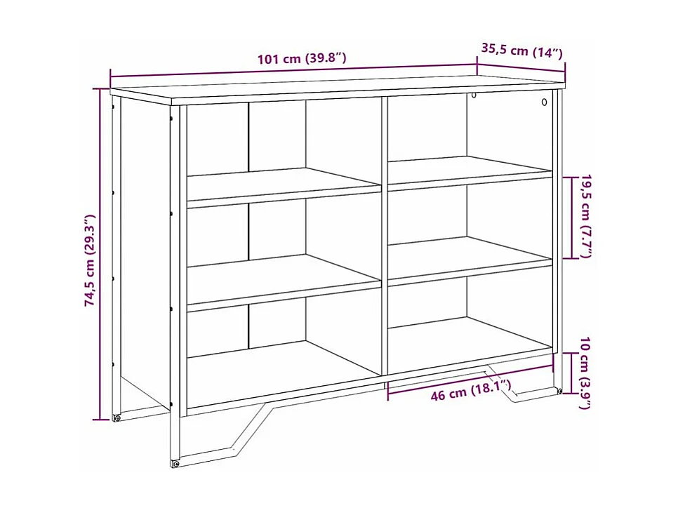 Buffet chêne marron 101x35,5x74,5 bois d'ingénierie