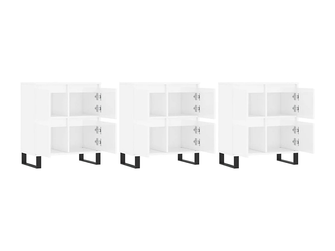 Buffets 3 pcs blanc brillant bois d'ingénierie