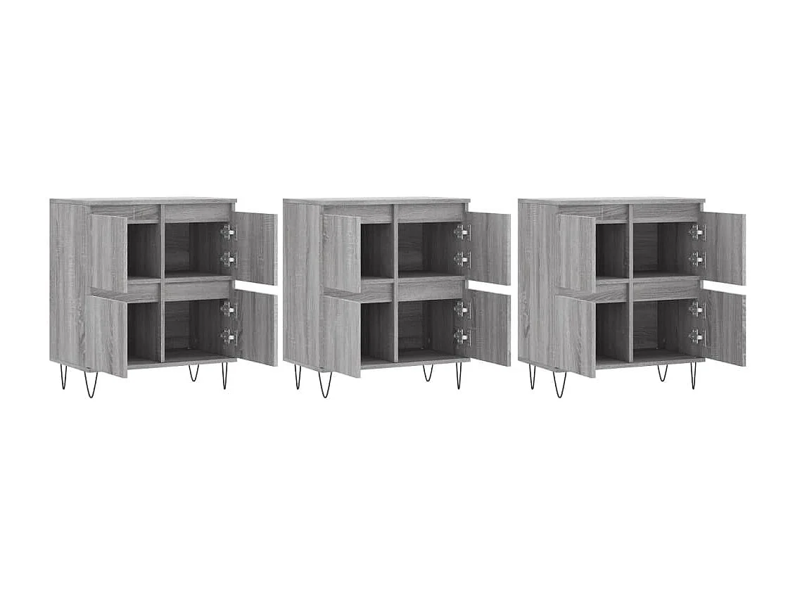 Buffets 3 pcs Sonoma gris Bois d'ingénierie