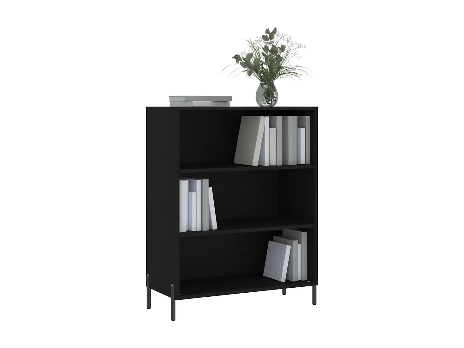 Armoire à étagères noir 69,5x32,5x90 bois d'ingénierie