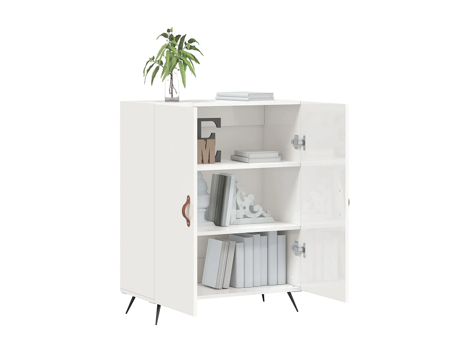 Buffet Blanc brillant 69,5x34x90 Bois d'ingénierie