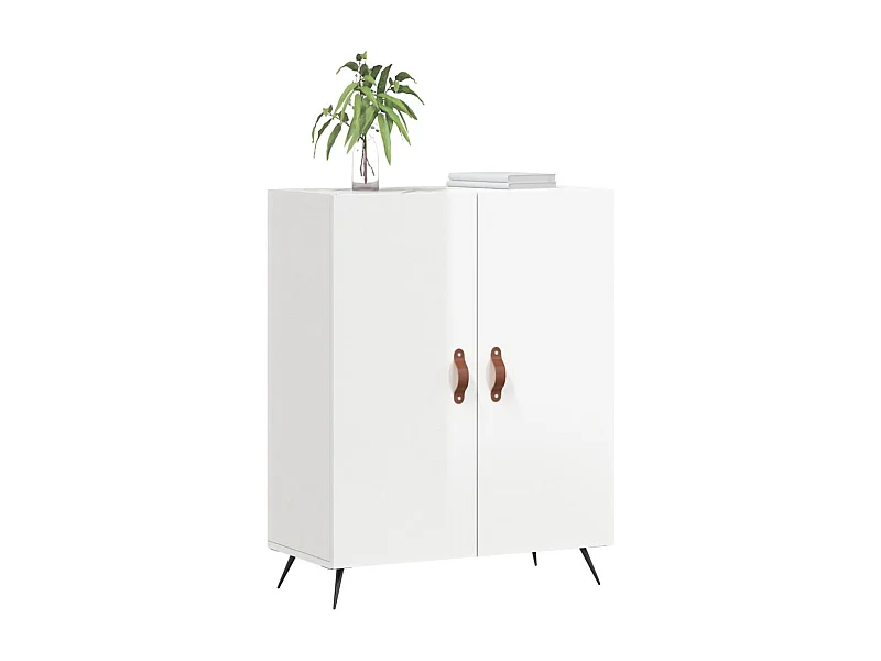 Buffet Blanc brillant 69,5x34x90 Bois d'ingénierie