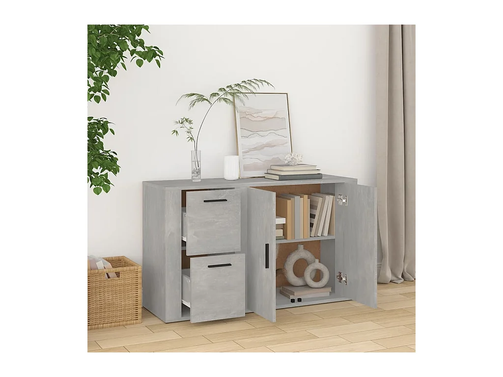 Buffet Gris béton 100x33x59,5 Bois d'ingénierie